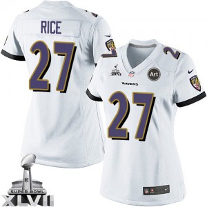 Femmes Nike Baltimore Ravens # 27 Ray Rice Élite blanc Super Bowl XLVII NFL Maillot Magasin