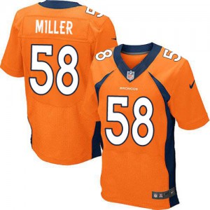 Hommes Nike Denver Broncos # 58 Von Miller nouvelle élite Orange équipe NFL Maillot Magasin de couleur