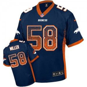 Hommes Nike Denver Broncos # 58 Von Miller élite Navy Bleu Drift mode NFL Maillot Magasin