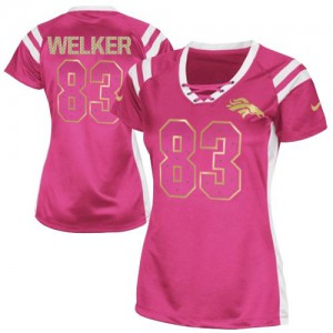 Femmes Nike Denver Broncos # 83 Wes Welker Élite rose lui projet Shimmer NFL Maillot Magasin