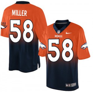 Hommes Nike Denver Broncos # 58 Von Miller Élite Orange/Navy Fadeaway NFL Maillot Magasin