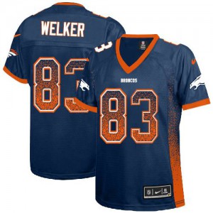 Femmes Nike Denver Broncos # 83 Wes Welker Élite Navy Bleu Drift mode NFL Maillot Magasin
