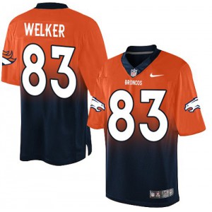 Hommes Nike Denver Broncos # 83 Wes Welker Élite Orange/Navy Fadeaway NFL Maillot Magasin