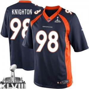 Jeunesse Nike Denver Broncos # 98 Terrance Knighton Élite Navy bleu alternent Superbowl XLVIII NFL Maillot Magasin