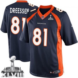 Jeunesse Nike Denver Broncos # 81 Joel Dreessen Élite Navy bleu alternent Superbowl XLVIII NFL Maillot Magasin