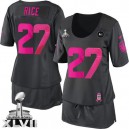 Women Nike Baltimore Ravens &27 Ray Rice Elite Dark Grey Breast Cancer Awareness Super Bowl XLVII NFL Jersey