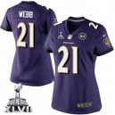 Women Nike Baltimore Ravens &21 Lardarius Webb Elite Purple Team Color Super Bowl XLVII NFL Jersey