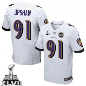 Hommes Nike Baltimore Ravens # 91 Courtney Upshaw Élite blanc Super Bowl XLVII NFL Maillot Magasin
