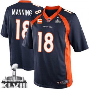 Jeunesse Nike Denver Broncos # 18 Peyton Manning élite Navy bleu alternent C Patch Super Bowl XLVIII NFL Maillot Magasin Jeunesse Nike Denver Broncos # 18 Peyton Manning élite Navy bleu alternent C Patch Super Bowl XLVIII NFL Maillot Magasin