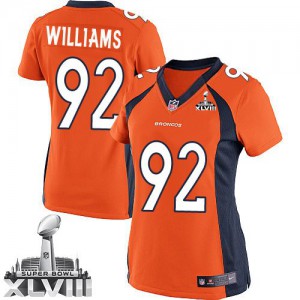 Femmes Nike Denver Broncos # 92 Sylvester Williams équipe élite d'Orange couleur Super Bowl XLVIII NFL Maillot Magasin