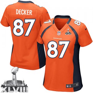 Femmes Nike Denver Broncos # 87 Eric Decker équipe élite d'Orange couleur Super Bowl XLVIII NFL Maillot Magasin