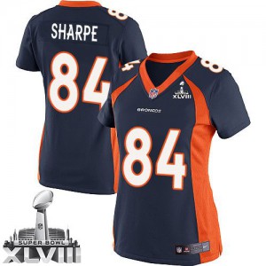 Femmes Nike Denver Broncos # 84 Shannon Sharpe élite Navy bleu alternent Superbowl XLVIII NFL Maillot Magasin