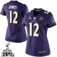 Women Nike Baltimore Ravens &12 Jacoby Jones Elite Purple Team Color Super Bowl XLVII NFL Jersey