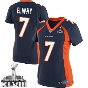 Femmes Nike Denver Broncos # bleu marine 7 John Elway nouvelle élite remplaçant Superbowl XLVIII NFL Maillot Magasin