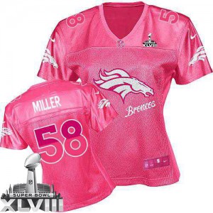 Femmes Nike Denver Broncos # 58 Von Miller Élite rose Fem Fan Superbowl XLVIII NFL Maillot Magasin