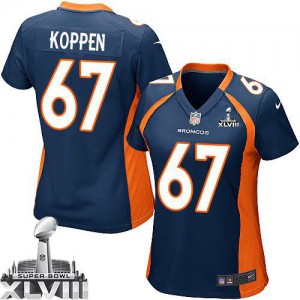 Femmes Nike Denver Broncos # 67 Dan Koppen Élite Navy bleu alternent Superbowl XLVIII NFL Maillot Magasin