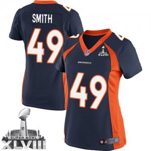 Femmes Nike Denver Broncos # 49 Dennis Smith élite Navy bleu alternent Superbowl XLVIII NFL Maillot Magasin