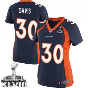 Femmes Nike Denver Broncos # 30 Terrell Davis : le bleu marine élite remplaçant Superbowl XLVIII NFL Maillot Magasin