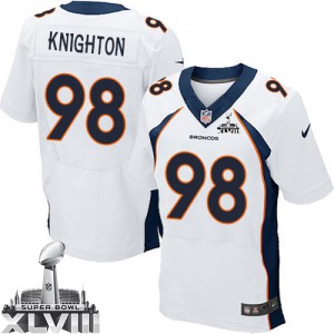 Hommes Nike Denver Broncos # 98 Terrance Knighton Élite blanc Super Bowl XLVIII NFL Maillot Magasin