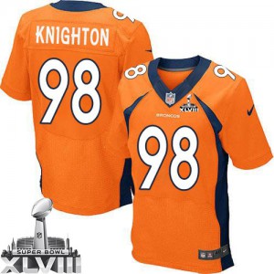 Couleur Super Bowl XLVIII NFL maillot de l'équipe Hommes Nike Denver Broncos # 98 Terrance Knighton Élite Orange