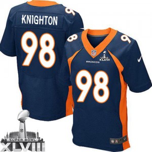 Hommes Nike Denver Broncos # 98 Terrance Knighton Élite Navy bleu alternent Superbowl XLVIII NFL Maillot Magasin