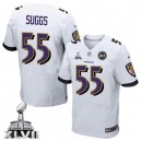 Men Nike Baltimore Ravens &55 Terrell Suggs Elite White Super Bowl XLVII NFL Jersey
