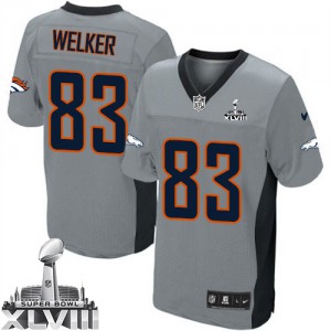 Hommes Nike Denver Broncos # 83 Wes Welker Élite gris ombre Superbowl XLVIII NFL Maillot Magasin