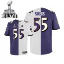 Men Nike Baltimore Ravens &55 Terrell Suggs Elite Team/Road Two Tone Super Bowl XLVII NFL Jersey