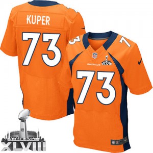 Couleur Super Bowl XLVIII NFL maillot de l'équipe Hommes Nike Denver Broncos # 73 Chris Kuper Élite Orange