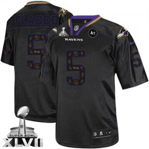 Hommes Nike Baltimore Ravens # 5 Joe Flacco Élite nouvelle Lights Out noir Super Bowl XLVII NFL Maillot Magasin Hommes Nike Baltimore Ravens # 5 Joe Flacco Élite nouvelle Lights Out noir Super Bowl XLVII NFL Maillot Magasin