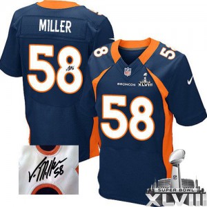 Hommes Nike Denver Broncos # 58 Von Miller bleu marine remplaçant Élite dédicacé Super Bowl XLVIII NFL Maillot Magasin Hommes Nike Denver Broncos # 58 Von Miller bleu marine remplaçant Élite dédicacé Super Bowl XLVIII NFL Maillot Magasin