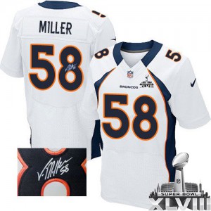 Hommes Nike Denver Broncos # 58 Von Miller blanc Élite dédicacé Super Bowl XLVIII NFL Maillot Magasin Hommes Nike Denver Broncos # 58 Von Miller blanc Élite dédicacé Super Bowl XLVIII NFL Maillot Magasin