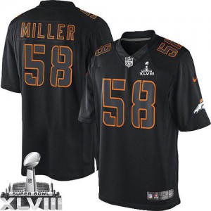 Hommes Nike Denver Broncos # 58 Von Miller élite noire Impact Super Bowl XLVIII NFL Maillot Magasin