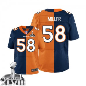 Hommes Nike Denver Broncos # 58 Von Miller suppléant/équipe d'élite deux ton Super Bowl XLVIII NFL Maillot Magasin