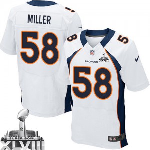 Hommes Nike Denver Broncos # 58 Von Miller Élite blanc Super Bowl XLVIII NFL Maillot Magasin