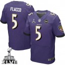 Men Nike Baltimore Ravens &5 Joe Flacco Elite Purple Team Color Super Bowl XLVII NFL Jersey