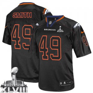 Hommes Nike Denver Broncos # 49 Dennis Smith élite Lights Out noir Super Bowl XLVIII NFL Maillot Magasin