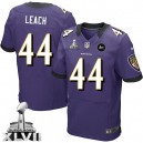 Men Nike Baltimore Ravens &44 Vonta Leach Elite Purple Team Color Super Bowl XLVII NFL Jersey