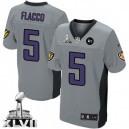 Men Nike Baltimore Ravens &5 Joe Flacco Elite Grey Shadow Super Bowl XLVII NFL Jersey