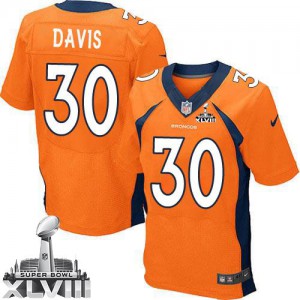Hommes Nike Denver Broncos # 30 Terrell Davis équipe élite d'Orange couleur Super Bowl XLVIII NFL Maillot Magasin