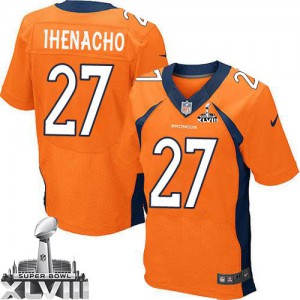 Couleur Super Bowl XLVIII NFL maillot de l'équipe Hommes Nike Denver Broncos # 27 duc IRITI Élite Orange