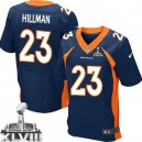 Men Nike Denver Broncos &23 Ronnie Hillman Elite Navy Blue Alternate Super Bowl XLVIII NFL Jersey