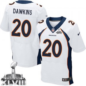 Hommes Nike Denver Broncos # 20 Brian Dawkins Élite blanc Super Bowl XLVIII NFL Maillot Magasin