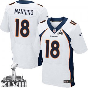 Hommes Nike Denver Broncos # 18 Peyton Manning nouvelle élite blanc Super Bowl XLVIII NFL Maillot Magasin