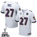 Men Nike Baltimore Ravens &27 Ray Rice Elite White Super Bowl XLVII NFL Jersey