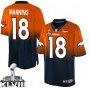 Men Nike Denver Broncos &18 Peyton Manning Elite Orange/Navy Fadeaway Super Bowl XLVIII NFL Jersey