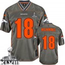 Men Nike Denver Broncos &18 Peyton Manning Elite Grey Vapor Super Bowl XLVIII NFL Jersey