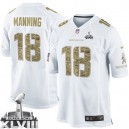 Men Nike Denver Broncos &18 Peyton Manning Elite White Salute to Service Super Bowl XLVIII NFL Jersey