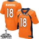 Hommes Nike Denver Broncos # 18 Peyton Manning élite Orange équipe couleur C Patch Super Bowl XLVIII NFL Maillot Magasin