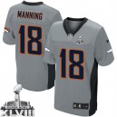 Men Nike Denver Broncos &18 Peyton Manning Elite Grey Shadow Super Bowl XLVIII NFL Jersey